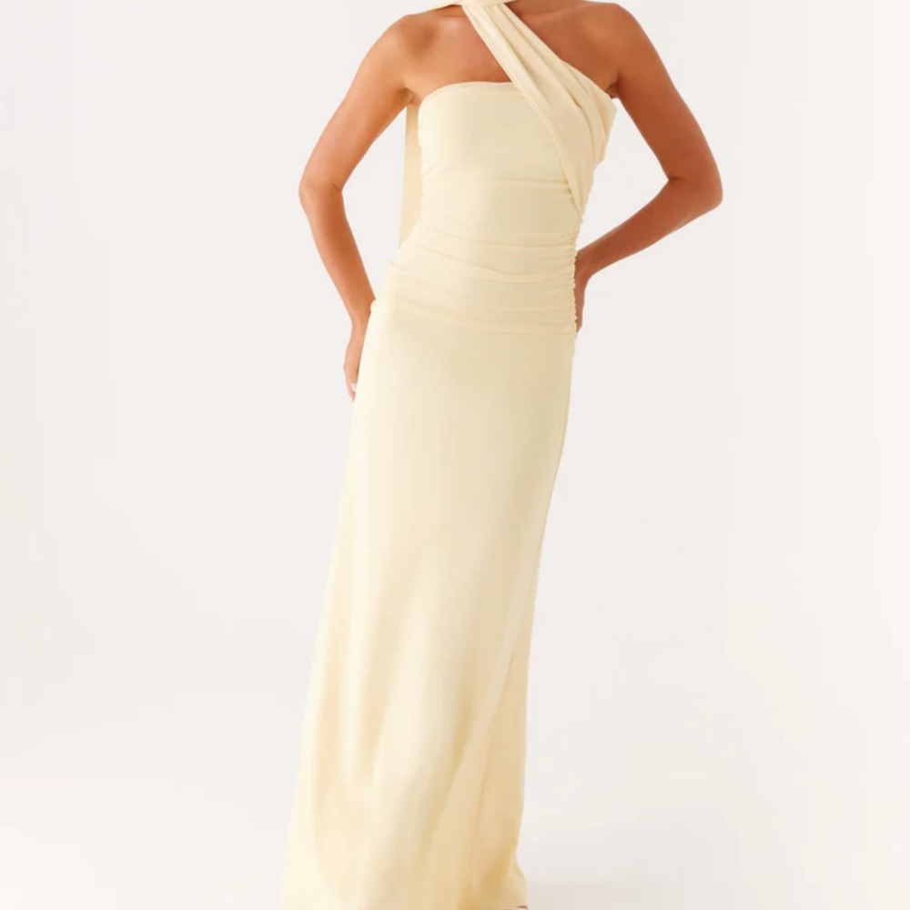 Peppermayo Cream One-Shoulder Dress